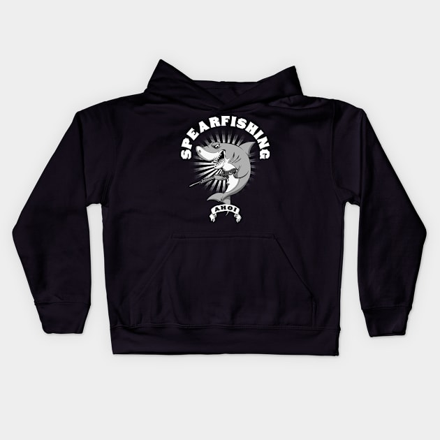 Spearfishing Shark Kids Hoodie by Black Tee Inc